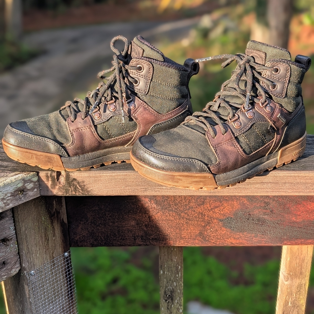 Women's Lems Dark Green and Brown Waterproof Hiking Boots